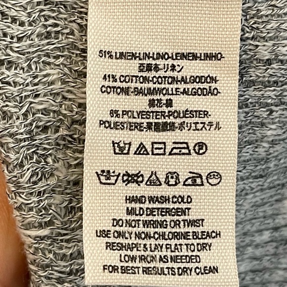 Free People Linen Boho Wrap Crossover Long Sleeve Sweater Top Size S Gray - Picture 9 of 10